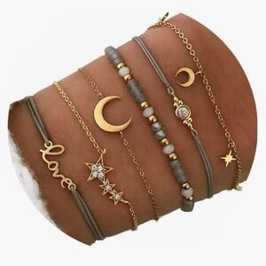 Boho Bead & Rope Bracelet Set